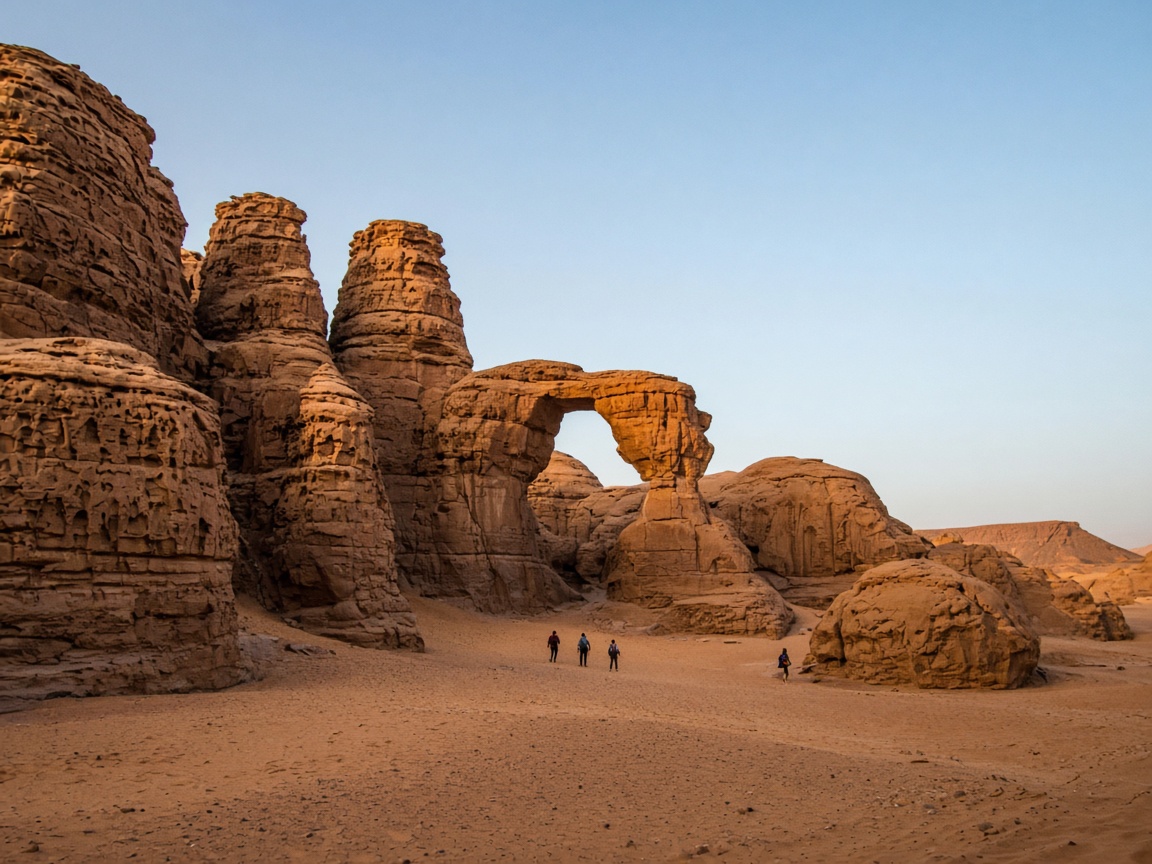 Arche de grès et tours rocheuses du Tassili n'Ajjer